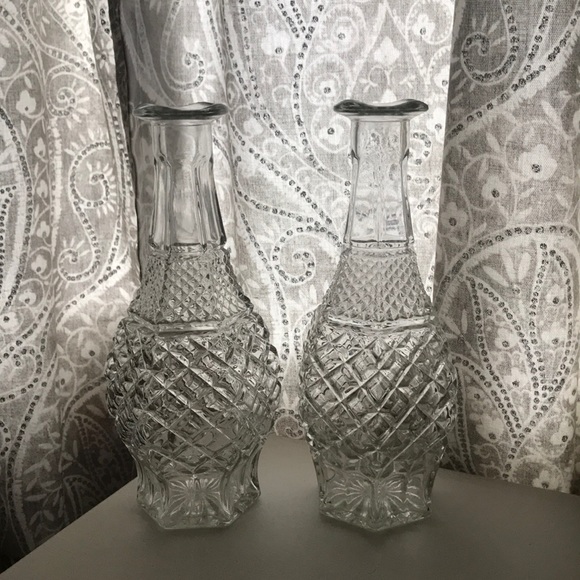 Other - Bundle of Vintage Clear Cut Heavy Glass Vases